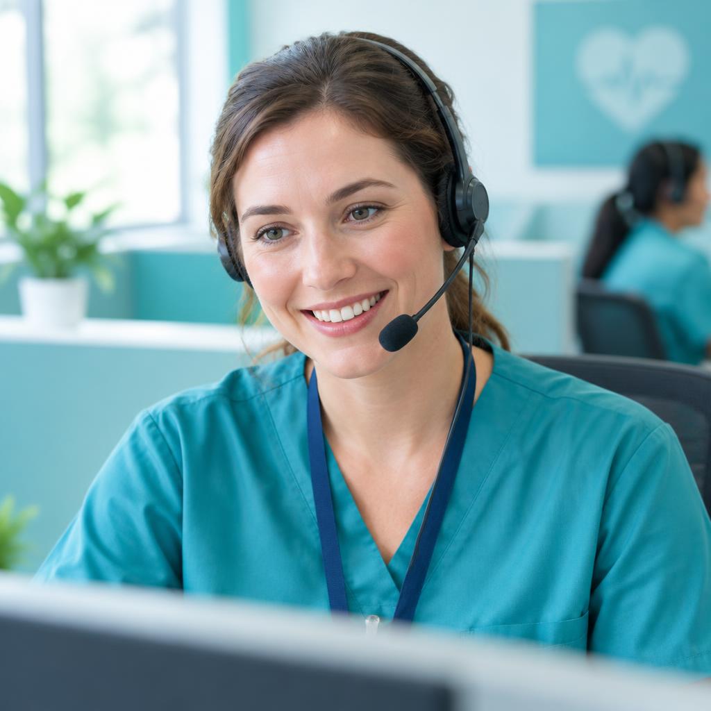 Nurse answering a call on the medical advice line