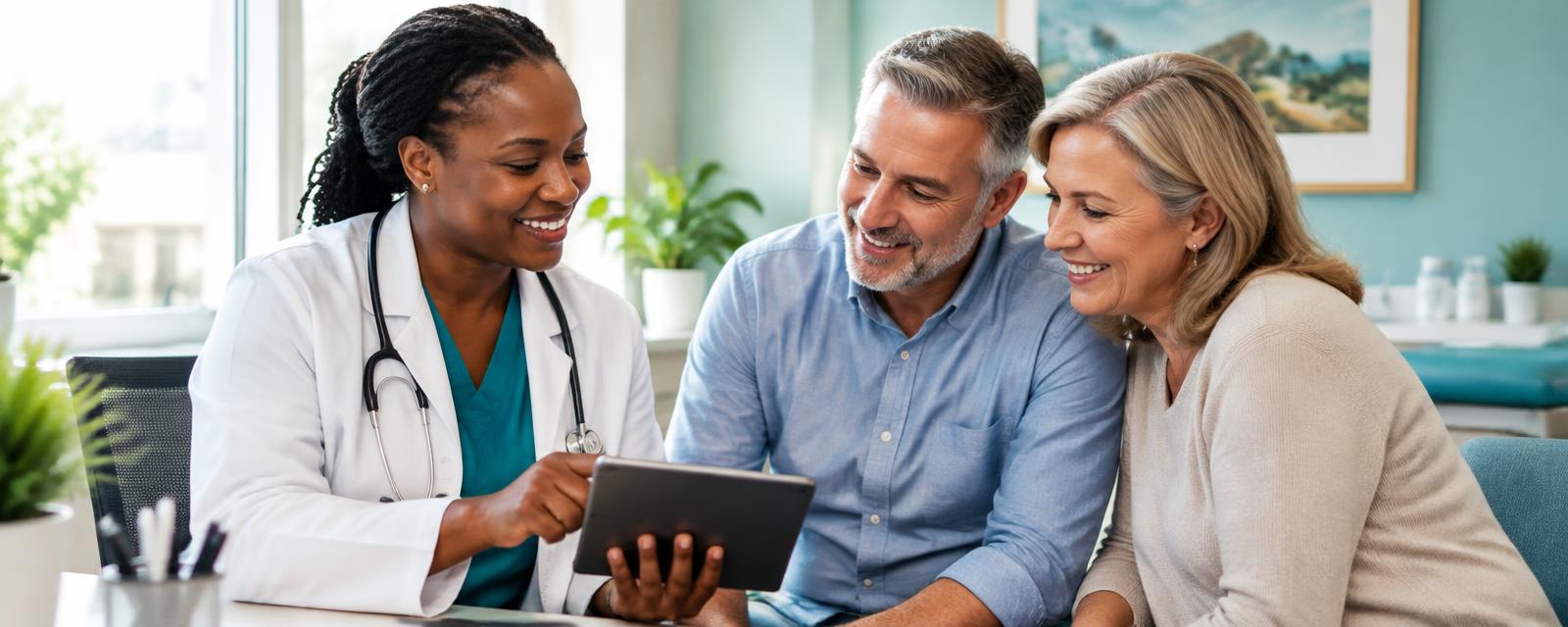 Doctor explaining a medical bill to a couple